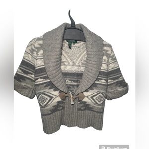 LAUREN Ralph Lauren Aztec Wool Angora Chunky cardigan shawl Medium